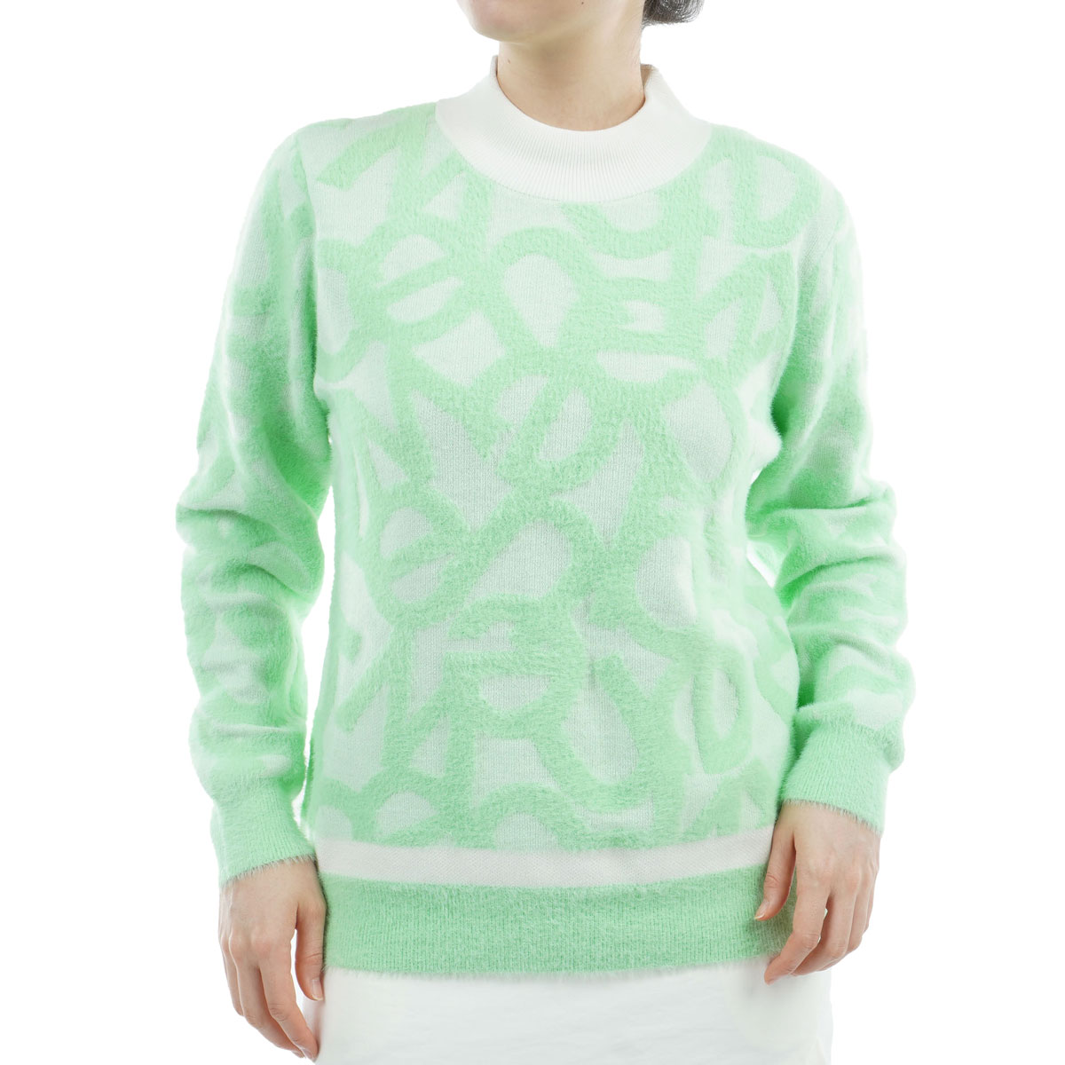 ロゴダブルジャカード ハイネック プルオーバーセーター レディス(中間