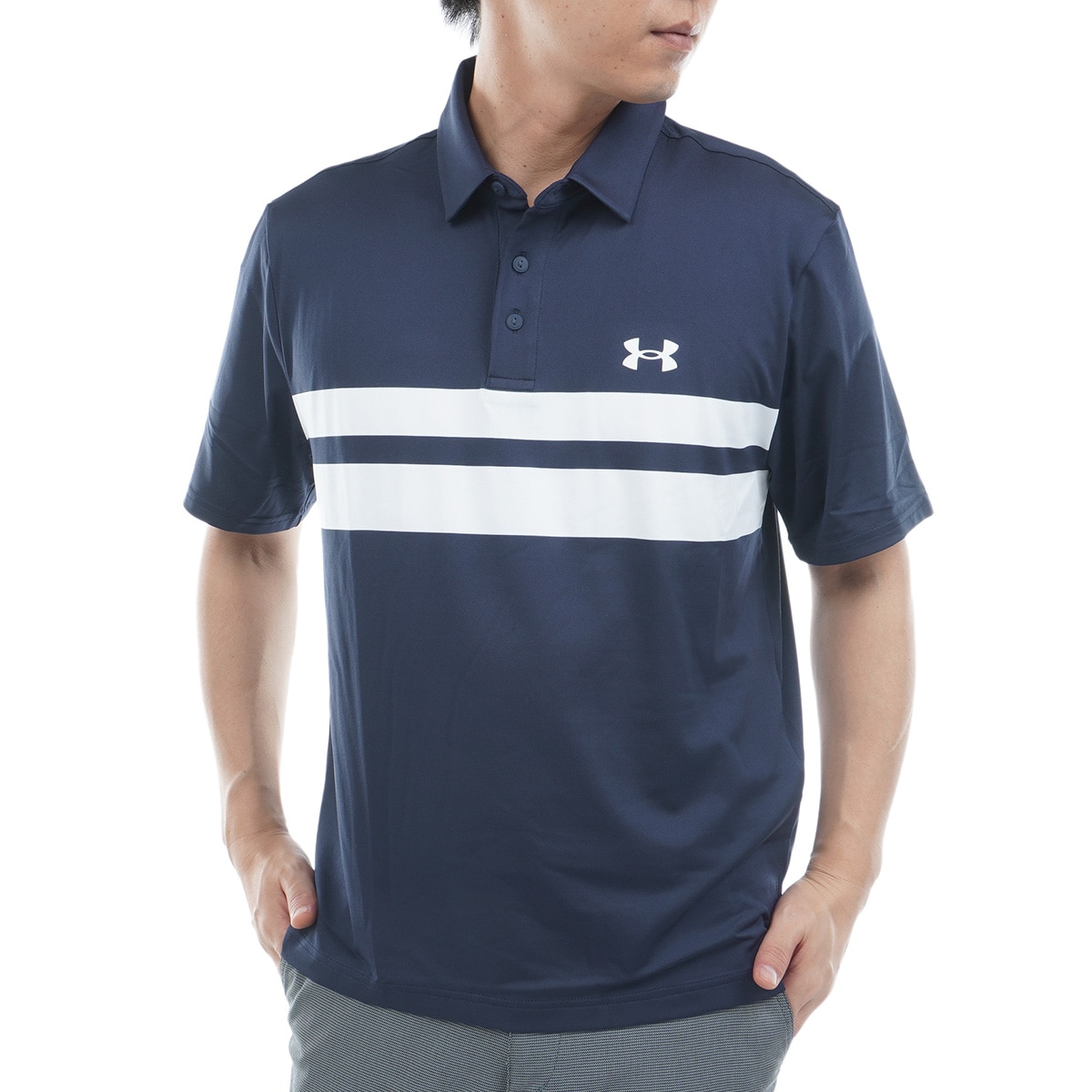 UA プレイオフ 3.0 ストレッチ ストライプ半袖ポロシャツ(半袖