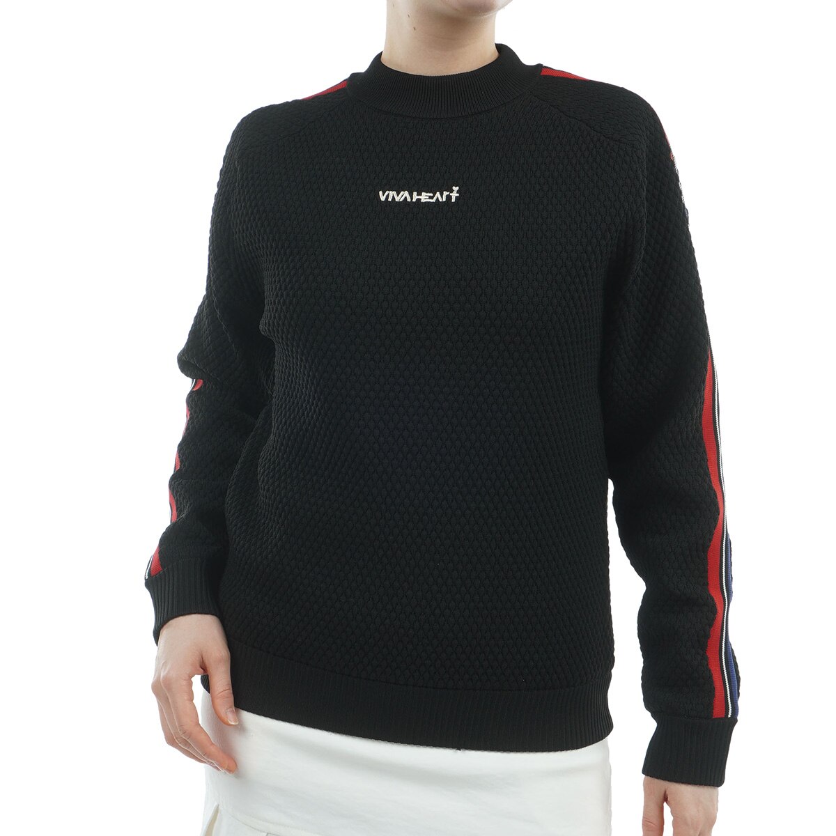 裏地付き 配色ライン プルオーバーセーター レディス(中間着(セーター