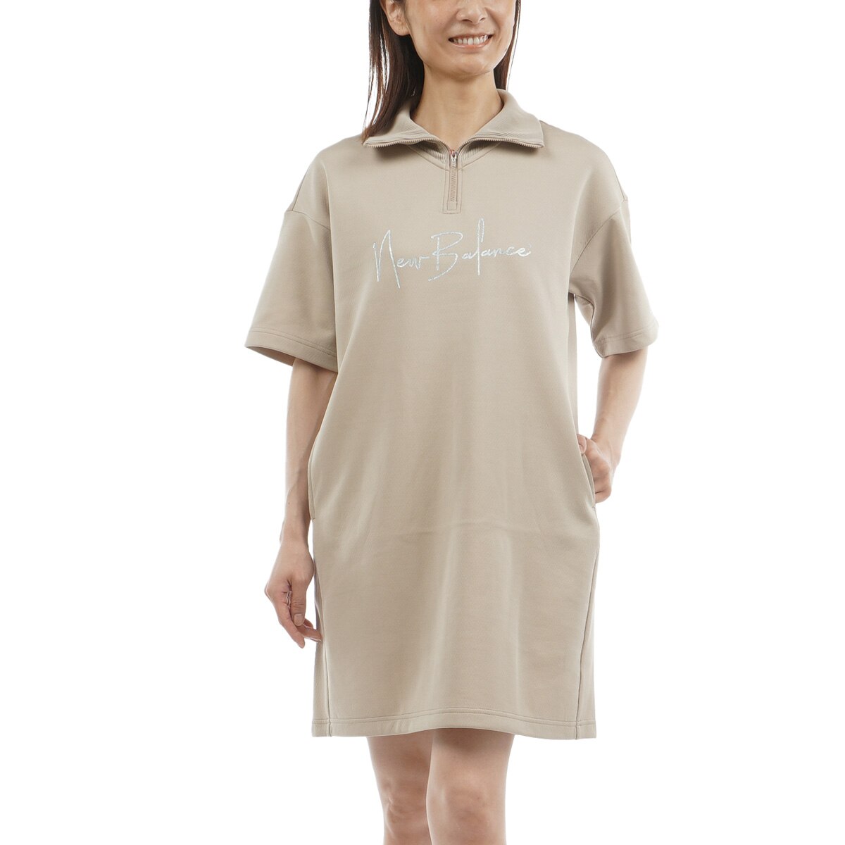 ダンボールスウェット ストレッチ ハーフジップワンピース レディス