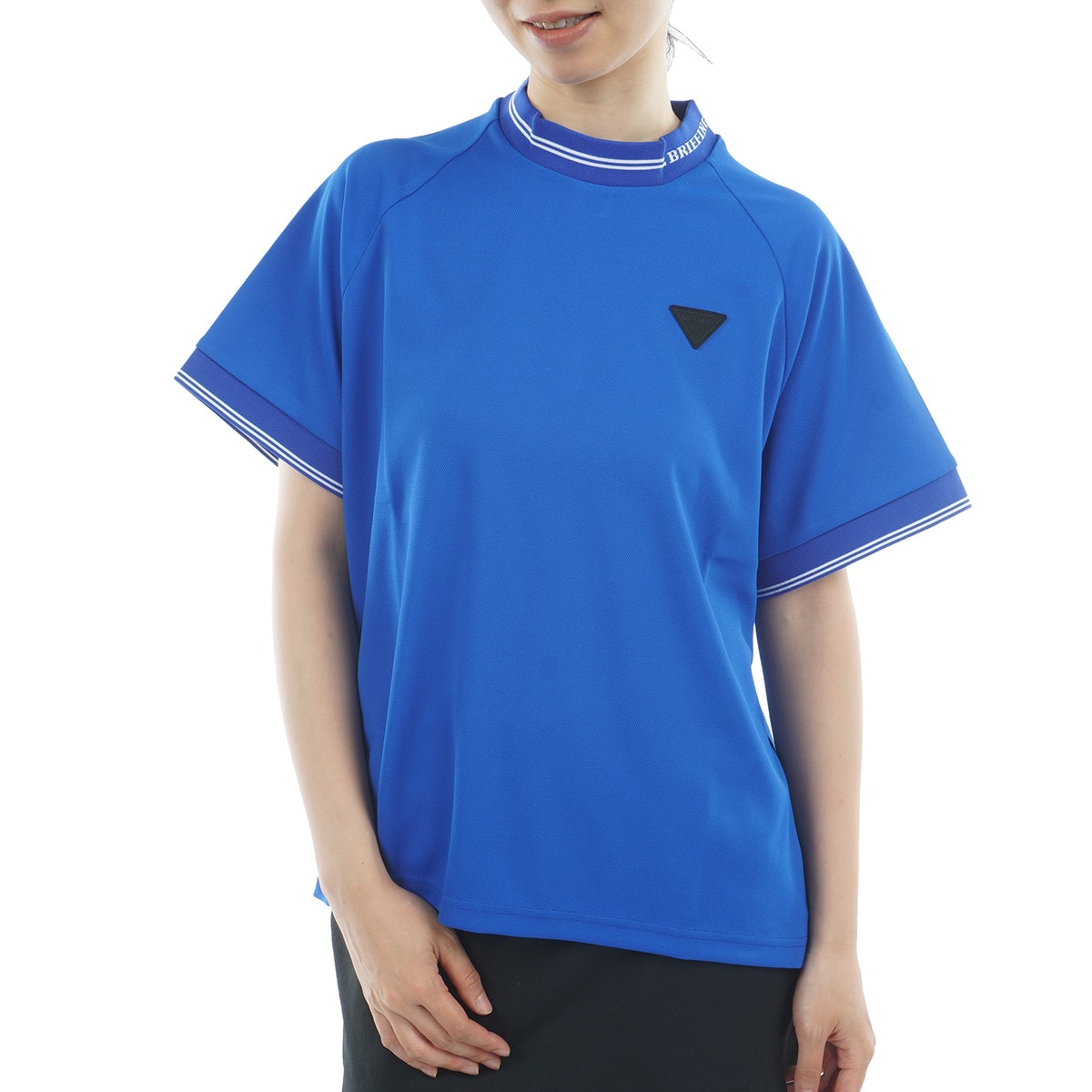 ほぼ新品⭐️BRIEFING ハイネック半袖シャツ 青 LA RF ミニライン ハイネック半袖シャツ レディス(半袖シャツ