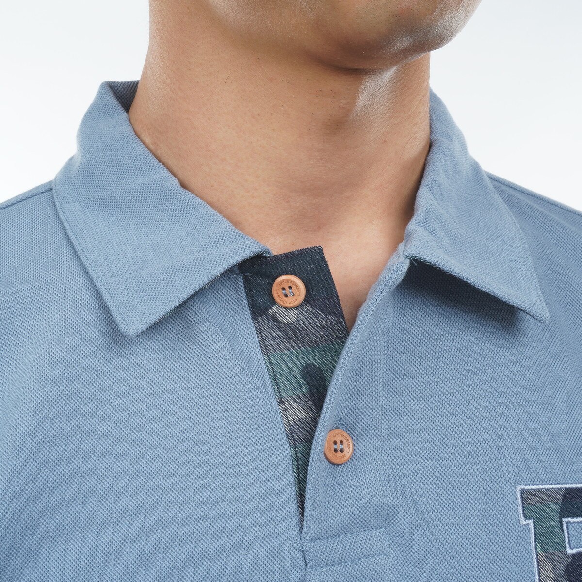 ストレッチ 鹿の子ダンボール ワッペン長袖ポロシャツ(長袖シャツ