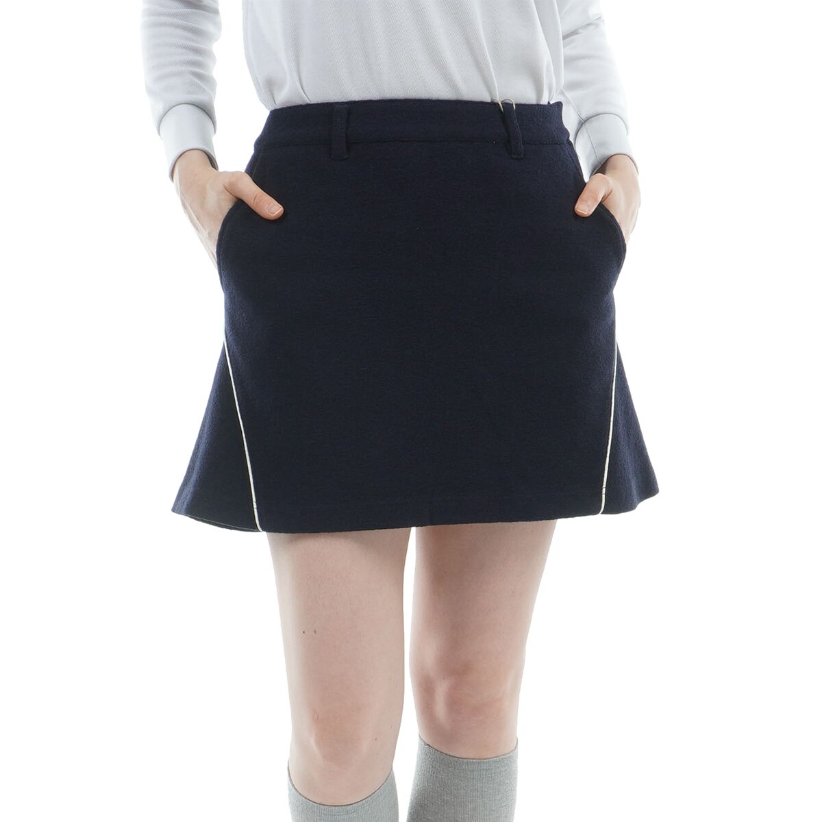 ストレッチ ツイードダンボール 配色パイピングスカート レディス