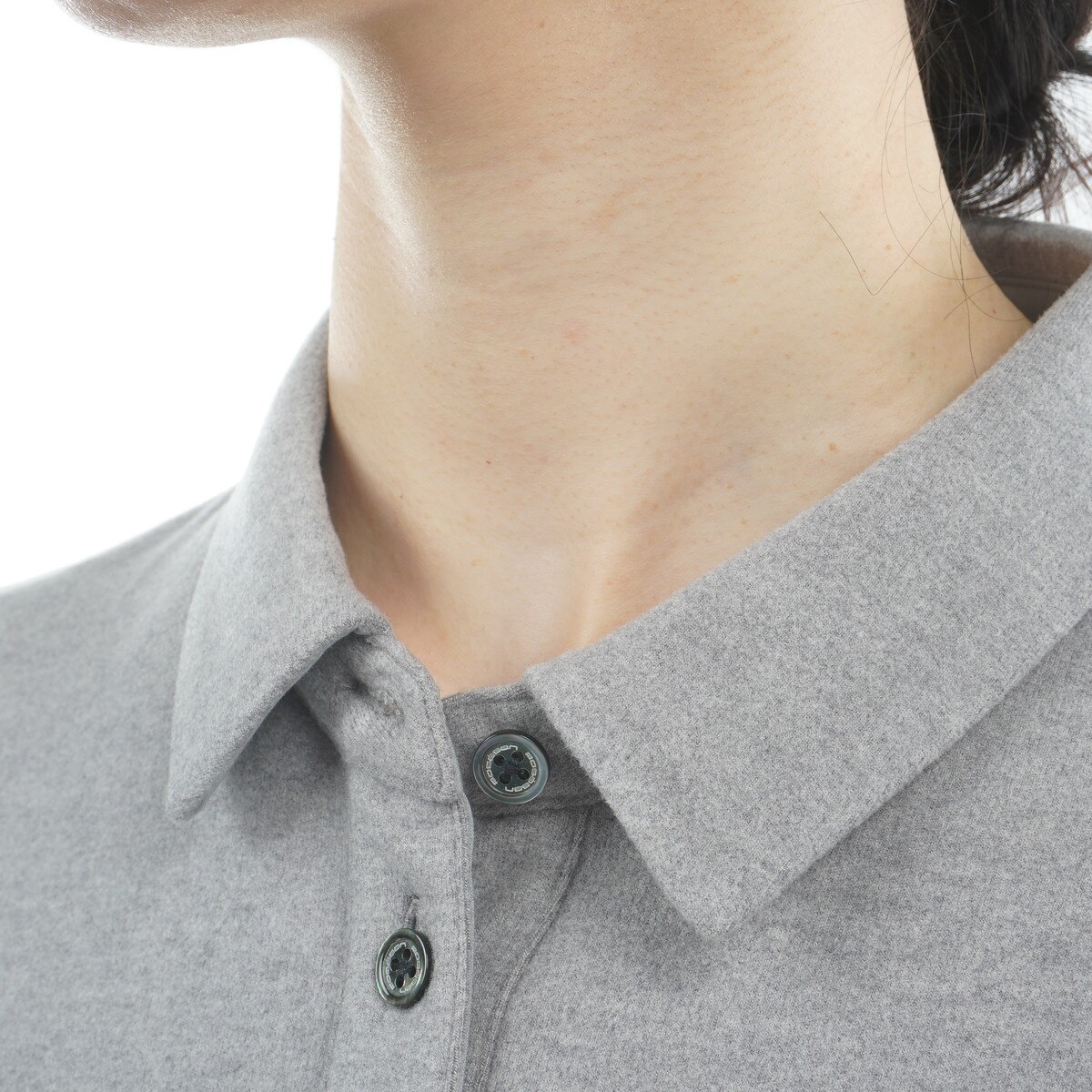 ストレッチ 両面起毛 V字配色長袖ポロシャツ レディス(長袖シャツ