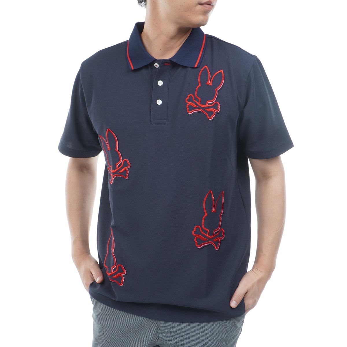 極美品 サイコバニー パンツ シリコンロゴ ゴルフウェア ネイビー メンズＬ カジュアルゴルフドットコムby PALM SPRINGSにPsycho Bunny
