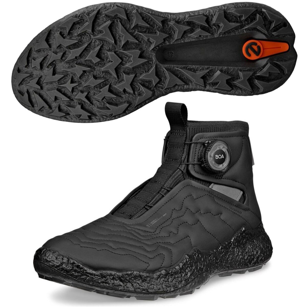 【美品】Ecco ゴルフシューズ BOAシステム ブラック エコー ECCO メンズ BOA 防水 ゴルフシューズ バイオム シーフォー