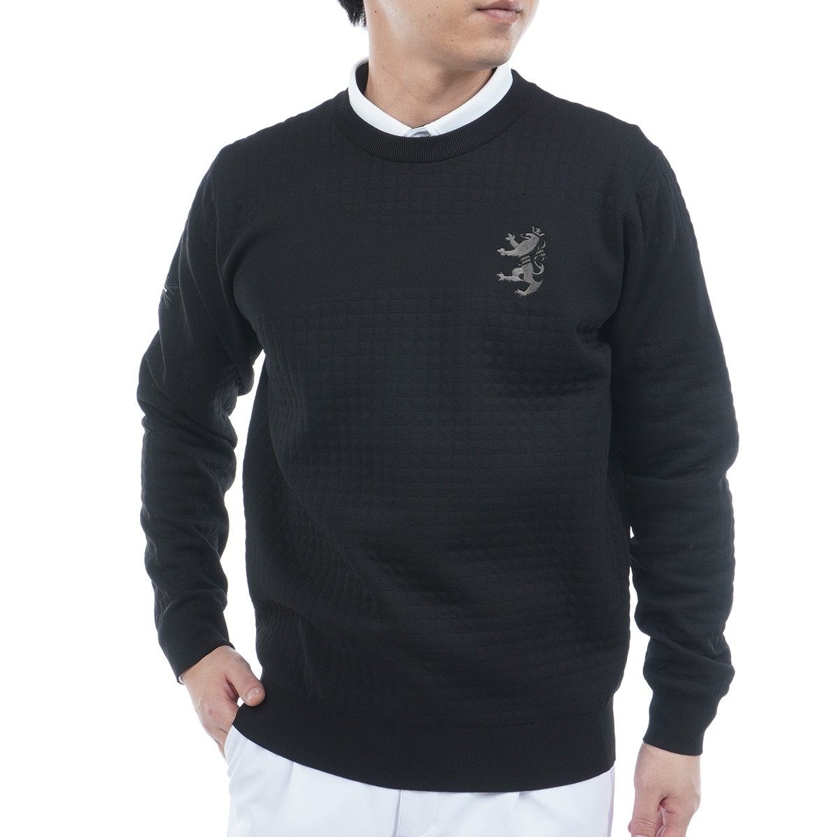 リップジャカード クルーネックセーター(中間着(セーター、トレーナー