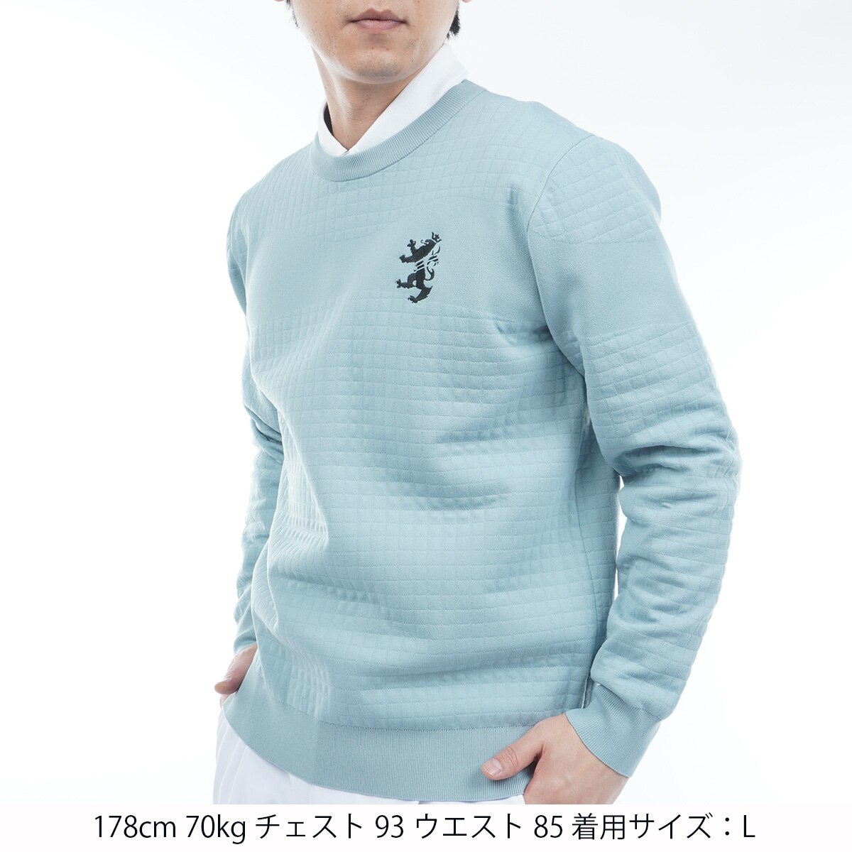 リップジャカード クルーネックセーター(中間着(セーター、トレーナー