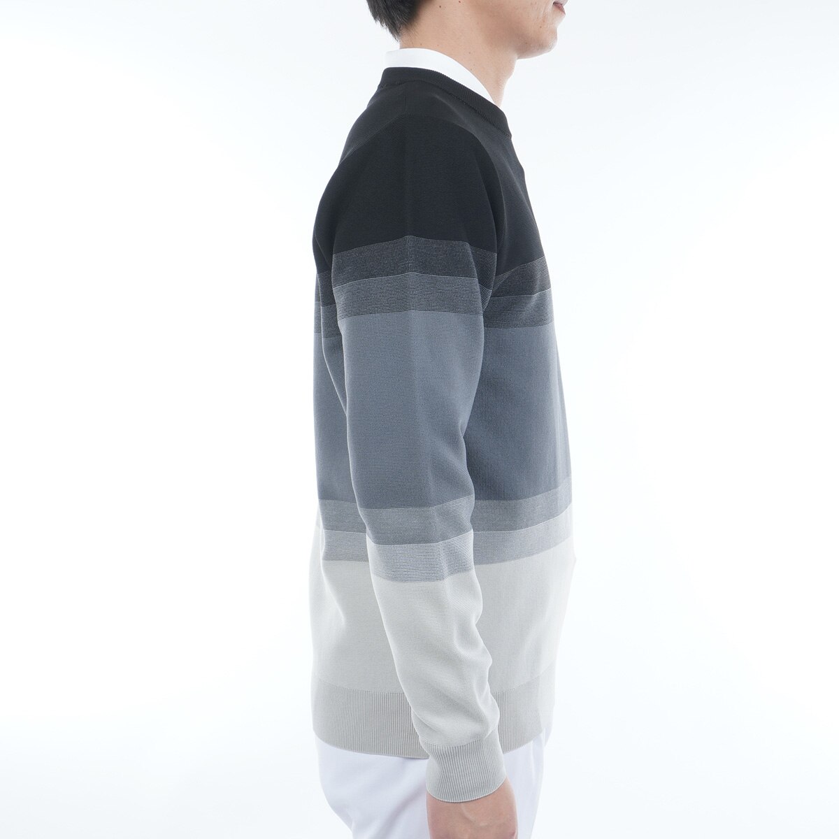 グラデーションボーダー クルーネックセーター(中間着(セーター