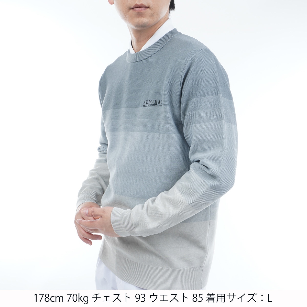 グラデーションボーダー クルーネックセーター(中間着(セーター