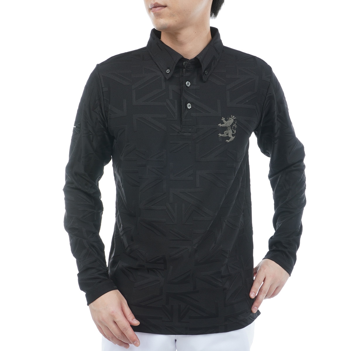 UJジャカード ストレッチ ボタンダウン長袖ポロシャツ(長袖シャツ