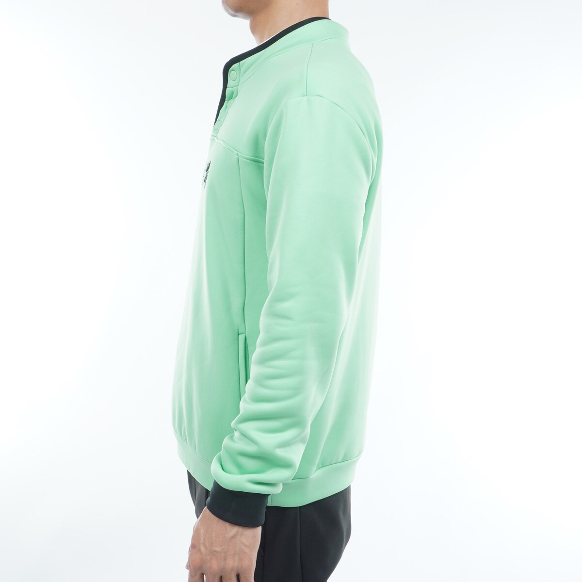 カルイシ 裏起毛 ハーフドットボタン スウェット(中間着(セーター