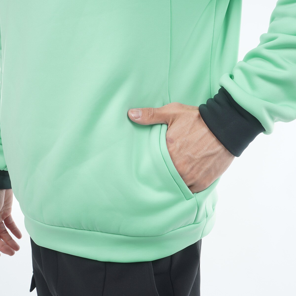 カルイシ 裏起毛 ハーフドットボタン スウェット(中間着(セーター