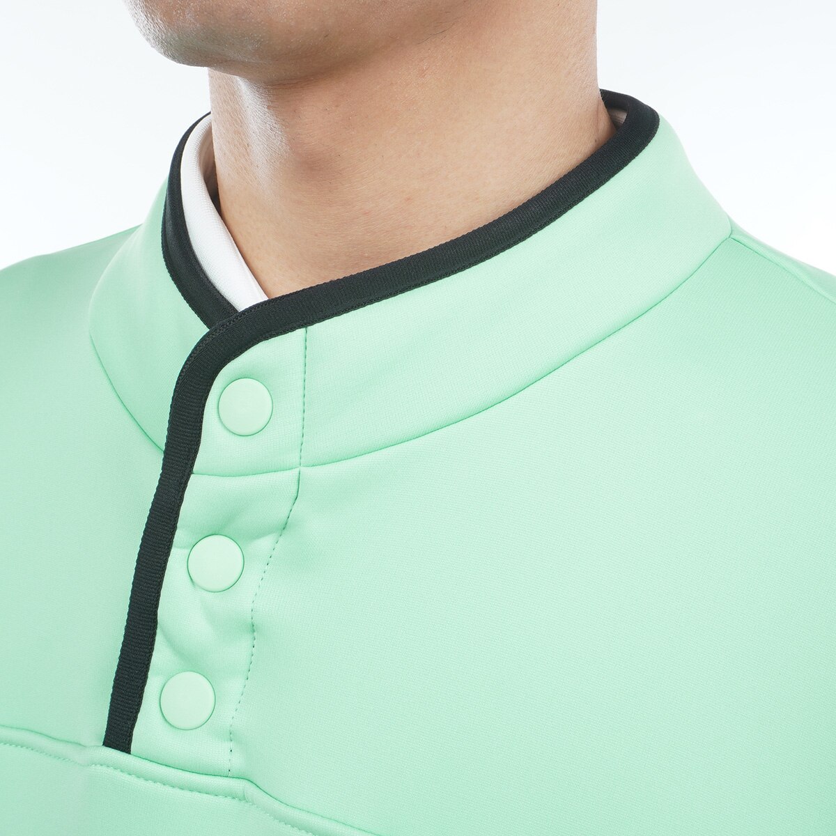 カルイシ 裏起毛 ハーフドットボタン スウェット(中間着(セーター