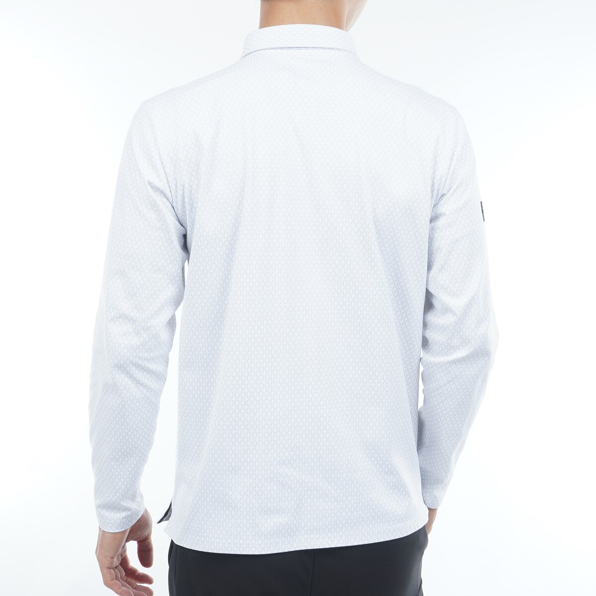 ストレッチ 小紋柄 裏起毛長袖ポロシャツ(長袖シャツ・ポロシャツ