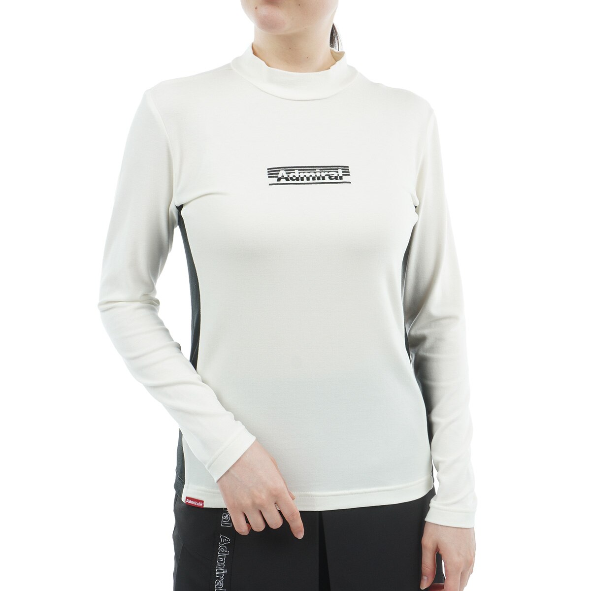 Admiral レディース　ロゴモックネックスェットM ホワイト　新品未使用 ストレッチ スエード起毛 モックネック長袖シャツ レディス(長袖シャツ
