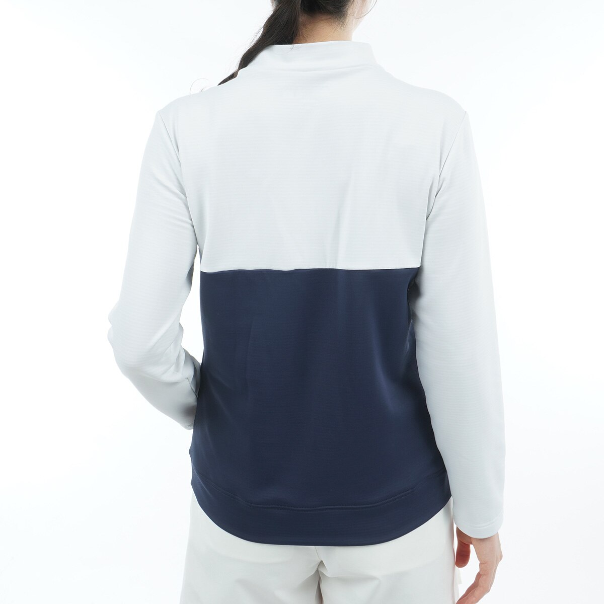 ストレッチ 裏起毛 速ポカ 切替モックネックプルオーバー レディス