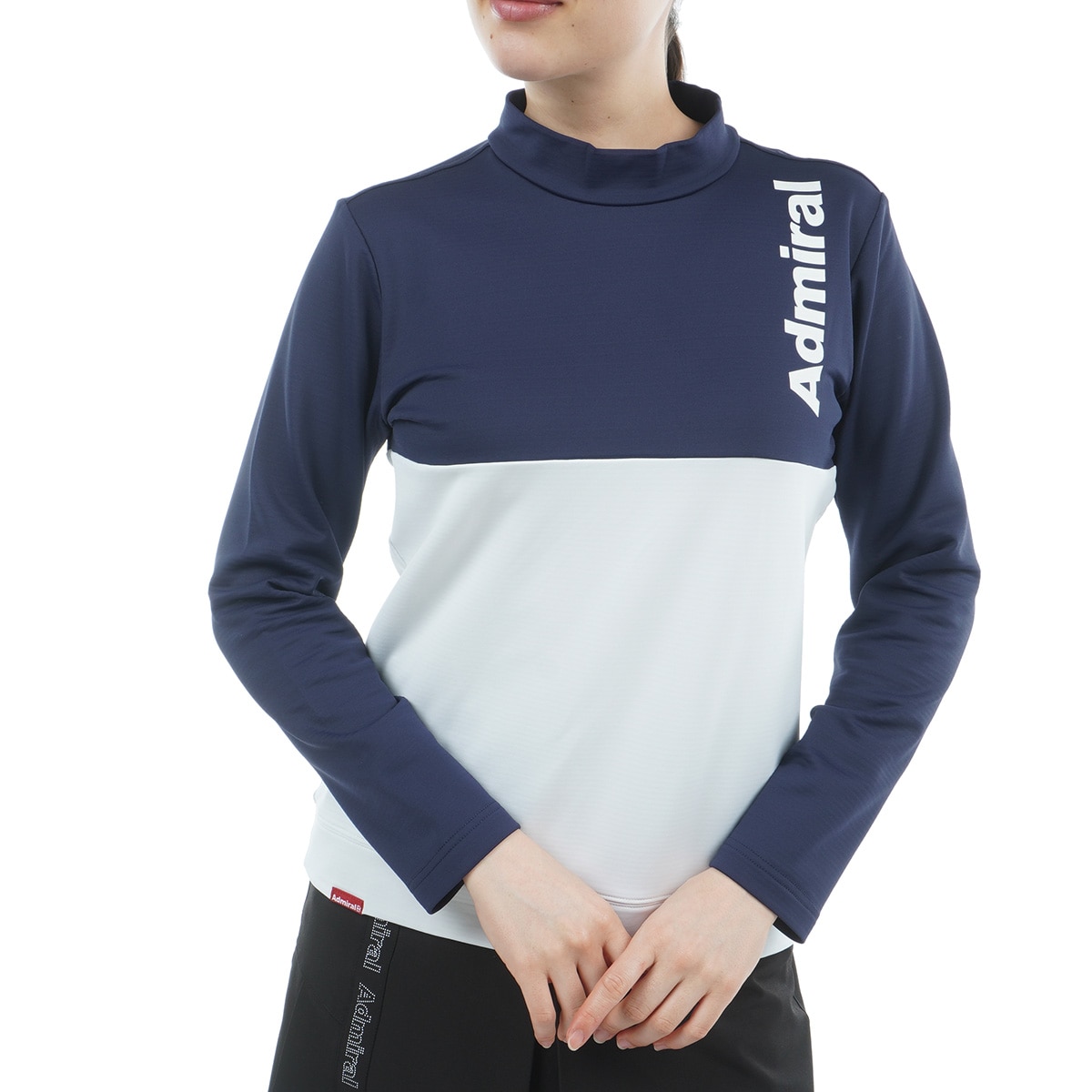 ストレッチ 裏起毛 速ポカ 切替モックネックプルオーバー レディス