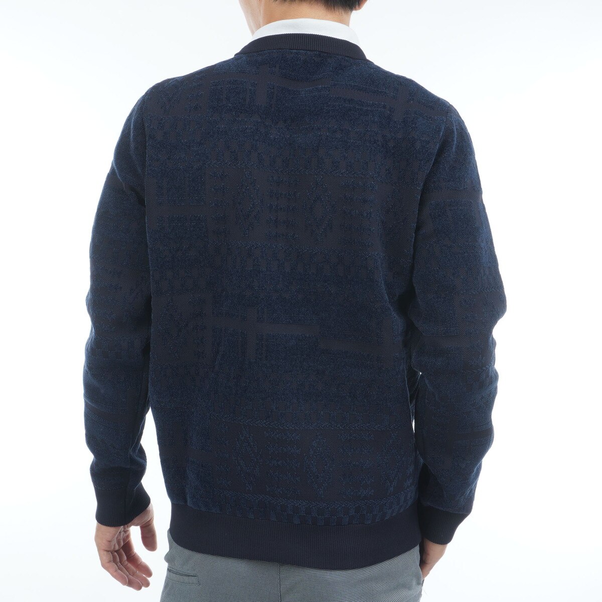 ストレッチ ジャカード クルーネックセーター(中間着(セーター