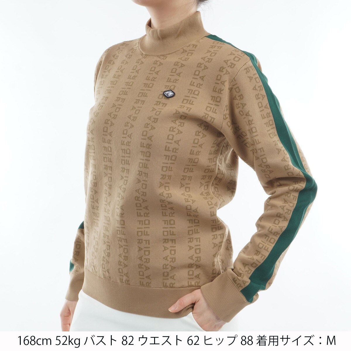ストレッチ 総柄モックネックセーター レディス(中間着(セーター