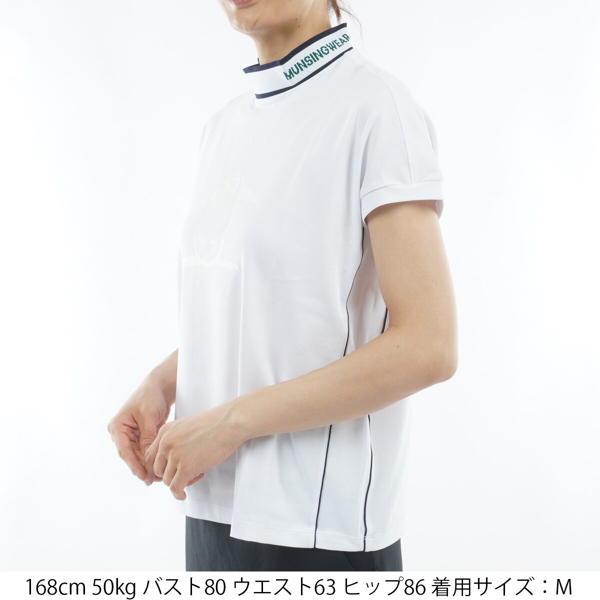 Sunscreen NIR ストレッチ 4口ポンチモックネック半袖シャツ レディス