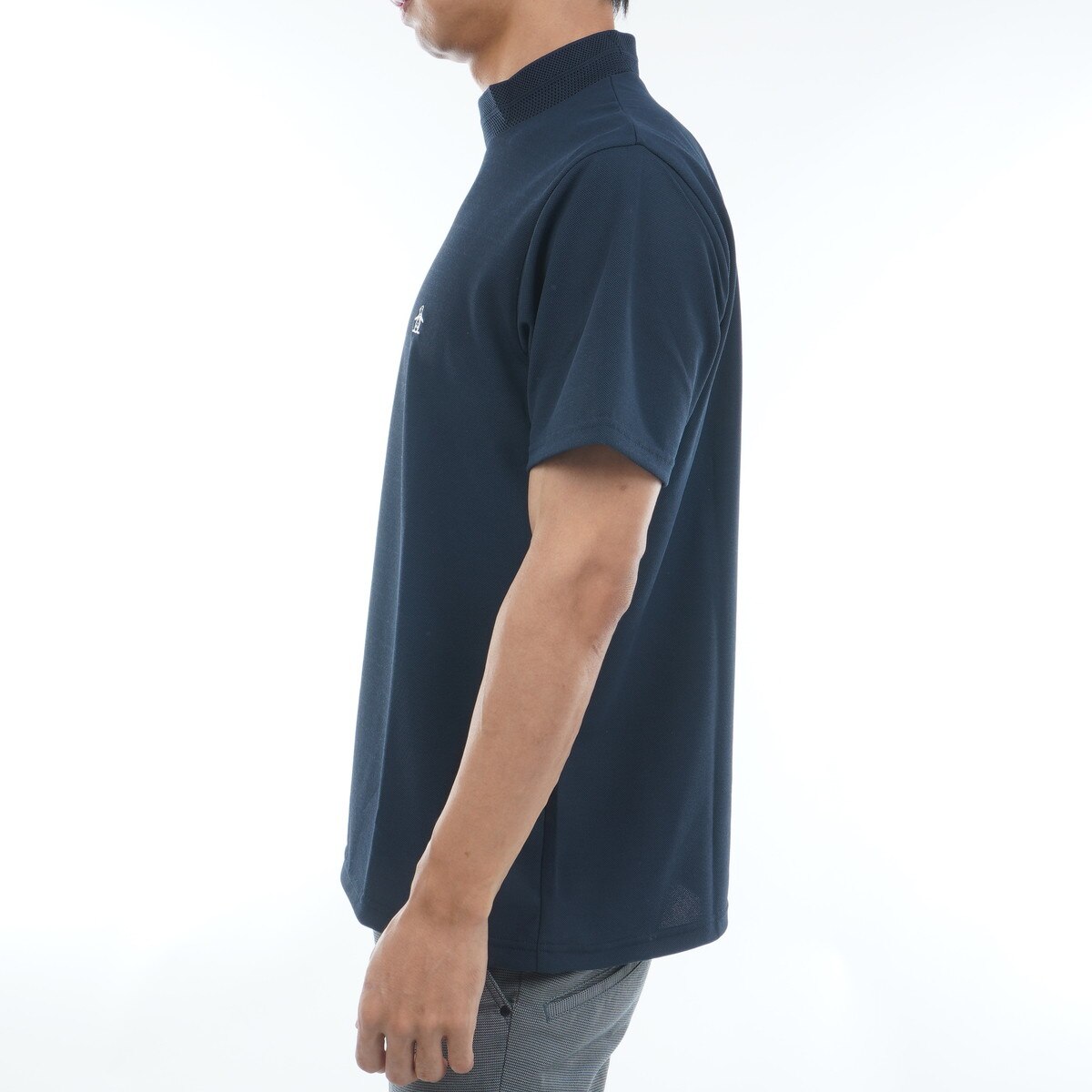 ストレッチ フィラシス鹿の子 ロゴプリント モックネック半袖シャツ