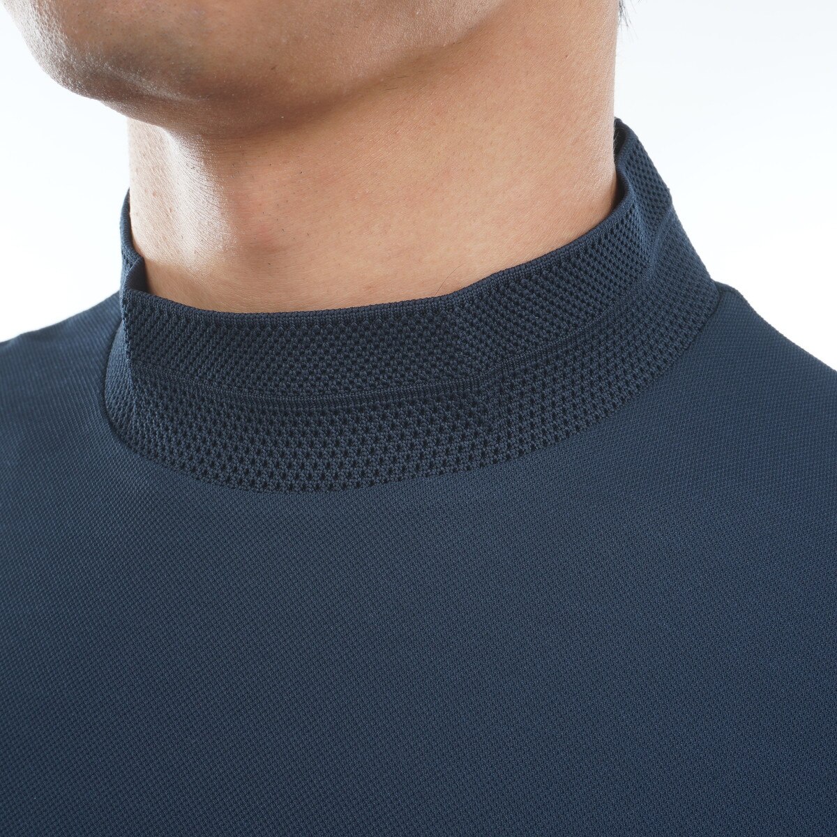 ストレッチ フィラシス鹿の子 ロゴプリント モックネック半袖シャツ