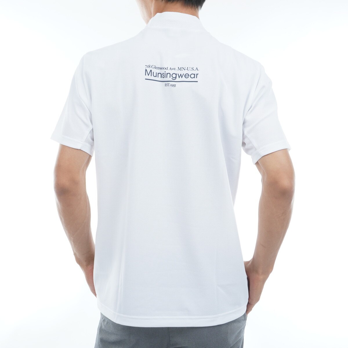 ストレッチ フィラシス鹿の子 ロゴプリント モックネック半袖シャツ