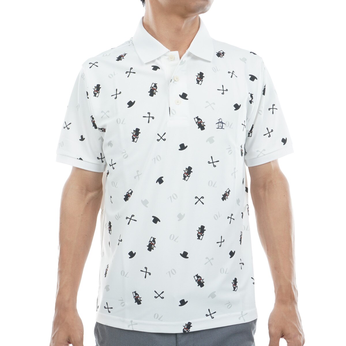 Sunscreen NIR 70周年記念限定 総柄プリント ストレッチ半袖ポロシャツ