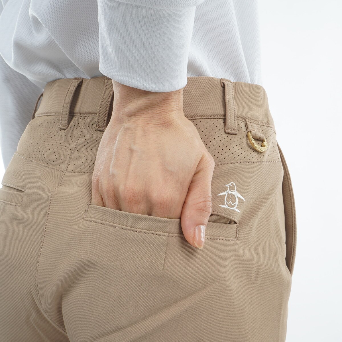 部分ストレッチ ウイングスルー9分丈パンツ レディス(ロングパンツ
