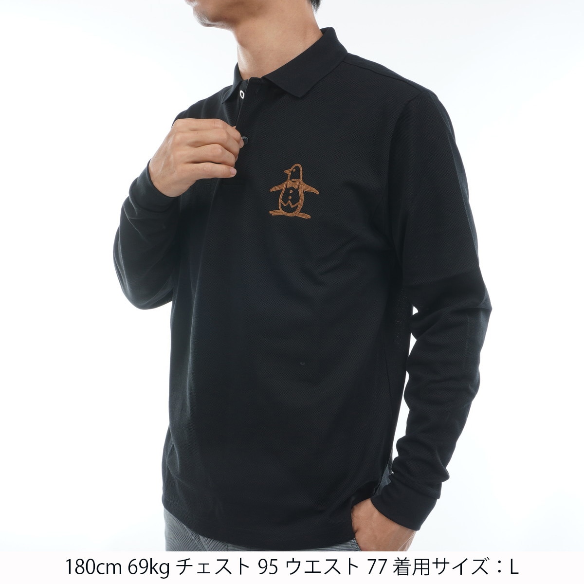 マンシングウェア　Munsingwear　10 YEARS POLO SHIRT ビッグロゴ刺繍長袖ポロシャツ 10 YEARS POLO SHIRT ビッグロゴ刺繍長袖ポロシャツ(長袖シャツ