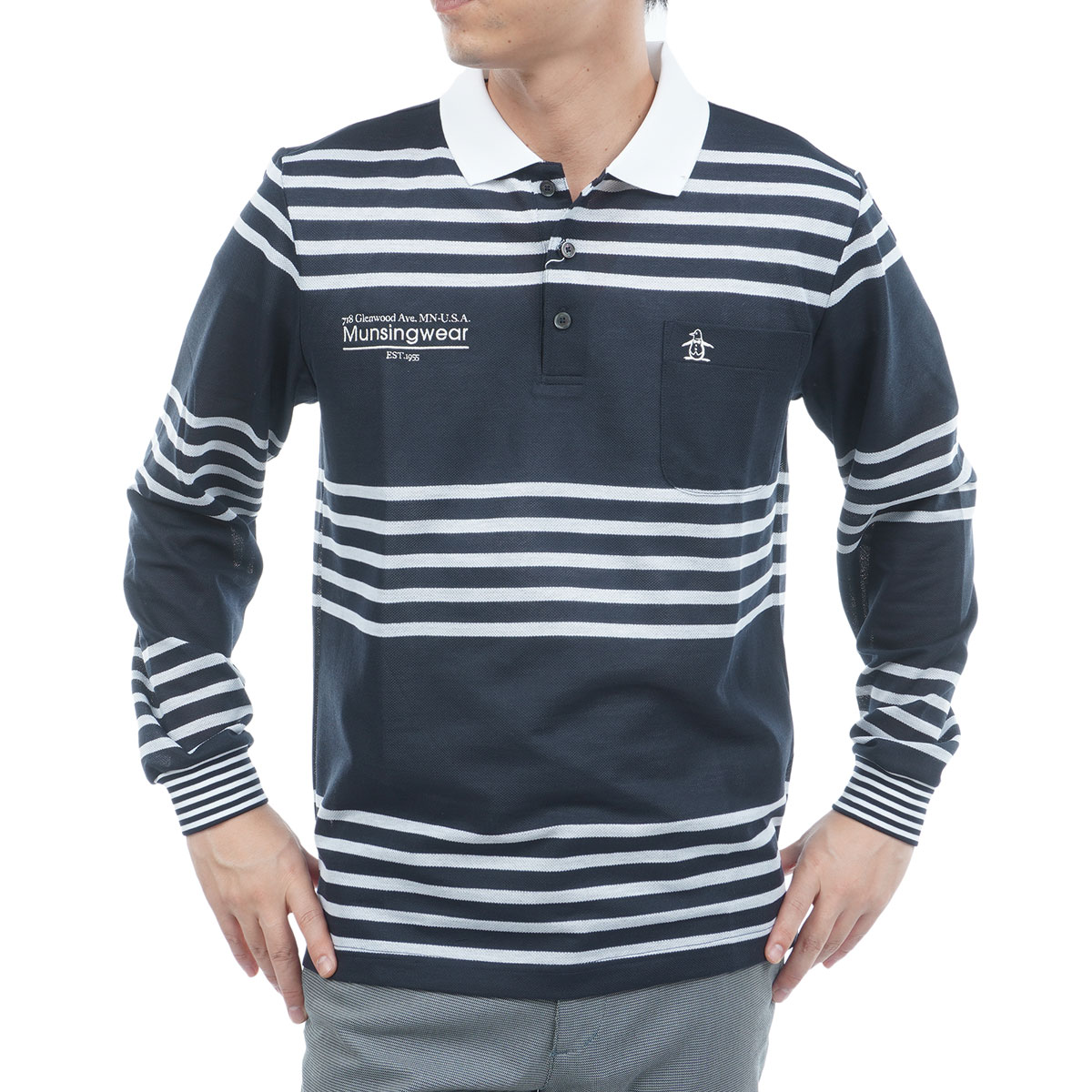 先染めボーダー長袖ポロシャツ(長袖シャツ・ポロシャツ)|Munsingwear