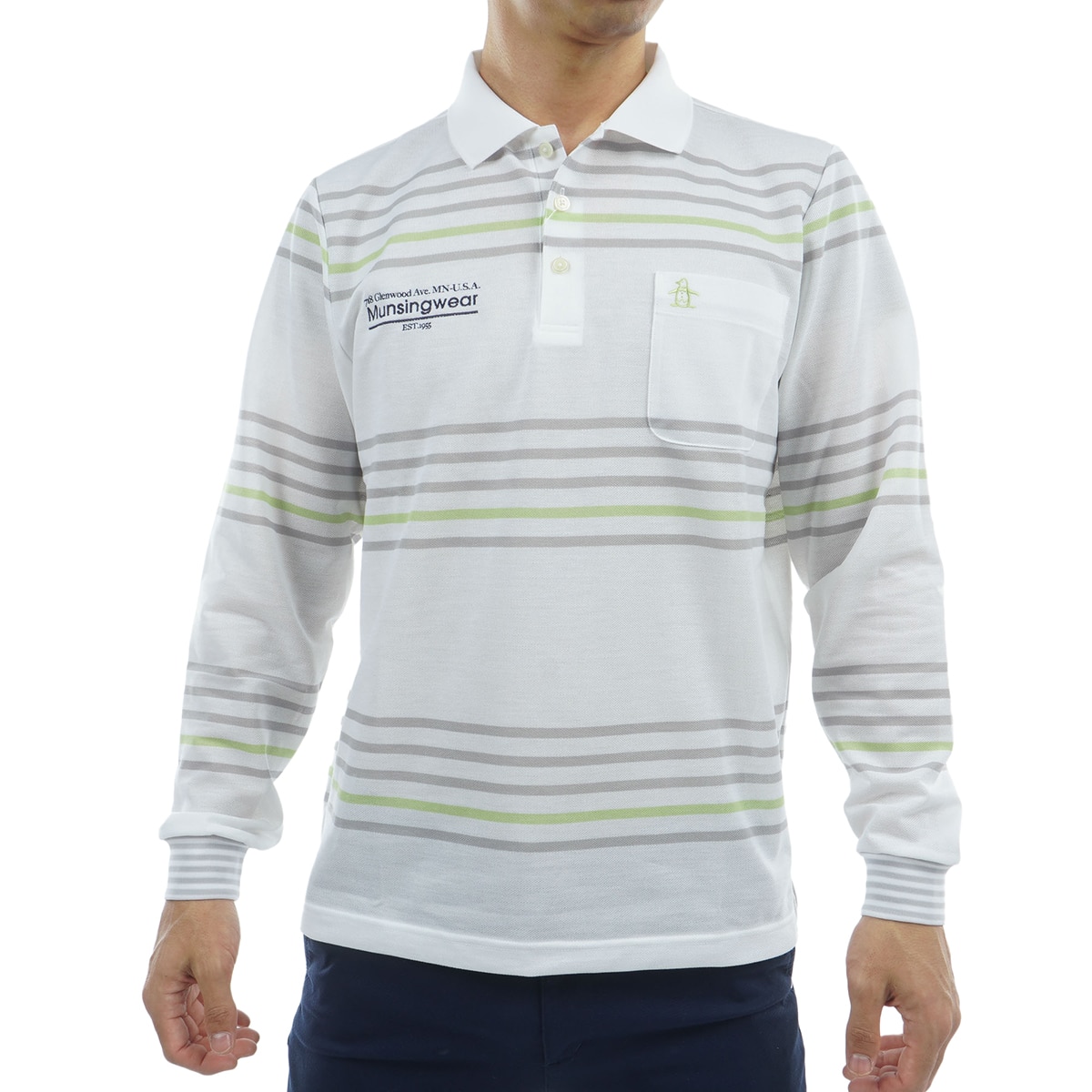 先染めボーダー長袖ポロシャツ(長袖シャツ・ポロシャツ)|Munsingwear