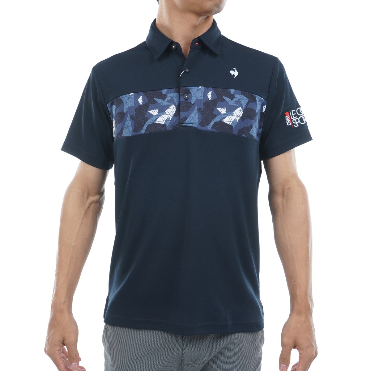 ストレッチ 切替プリント半袖ポロシャツ(半袖シャツ・ポロシャツ)|Le