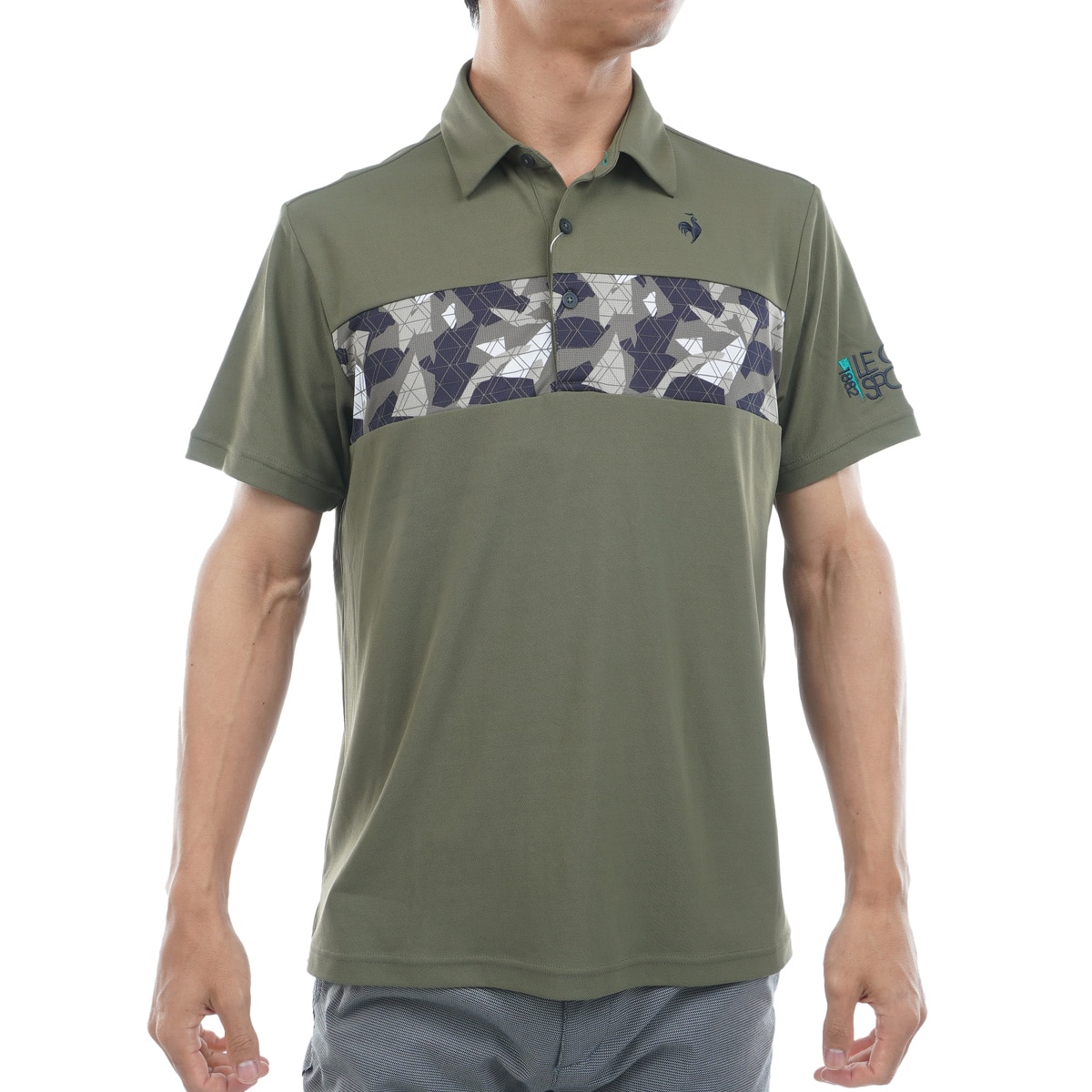 ストレッチ 切替プリント半袖ポロシャツ(半袖シャツ・ポロシャツ)|Le