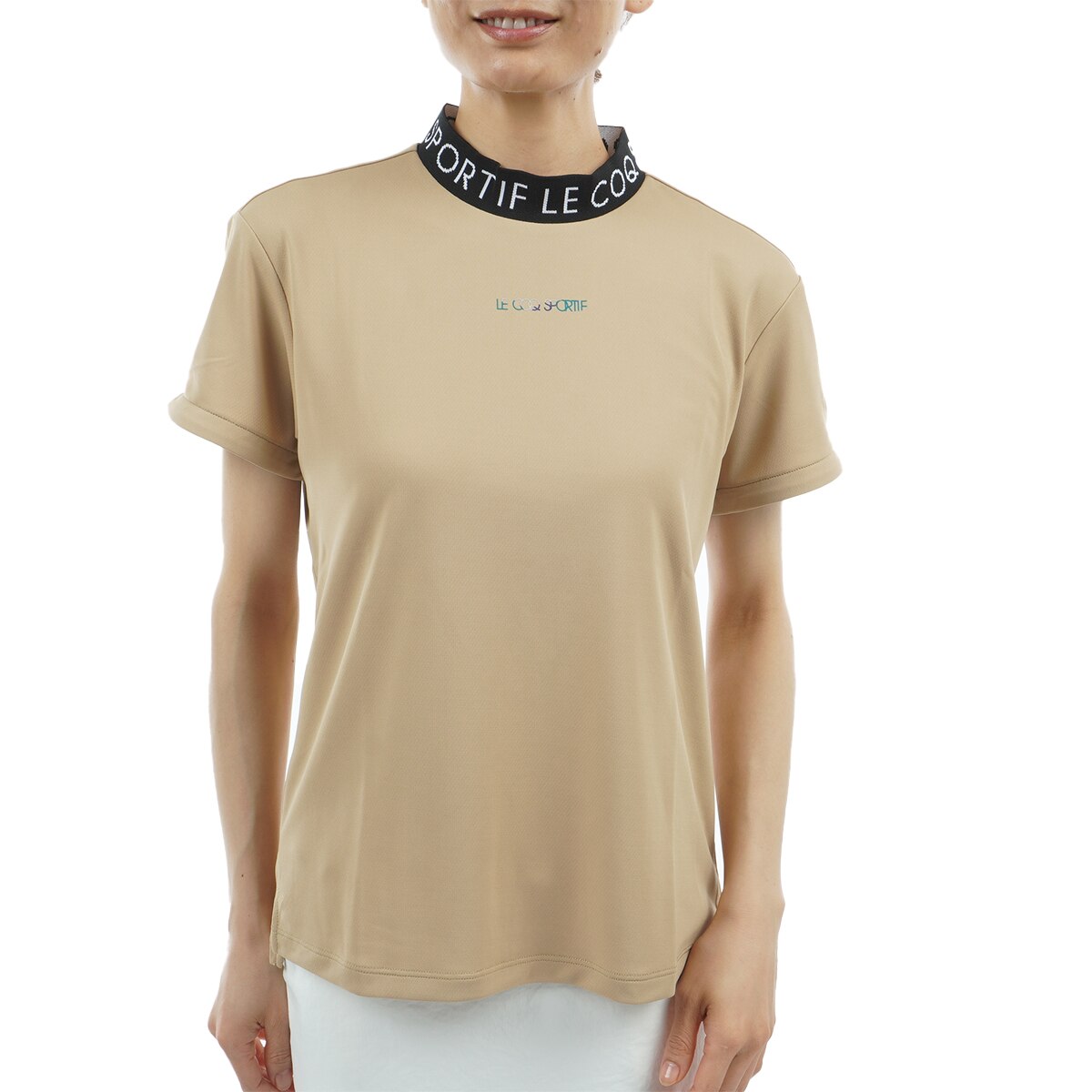 ストレッチ ワイドシルエット 2WAY モックネック半袖シャツ レディス