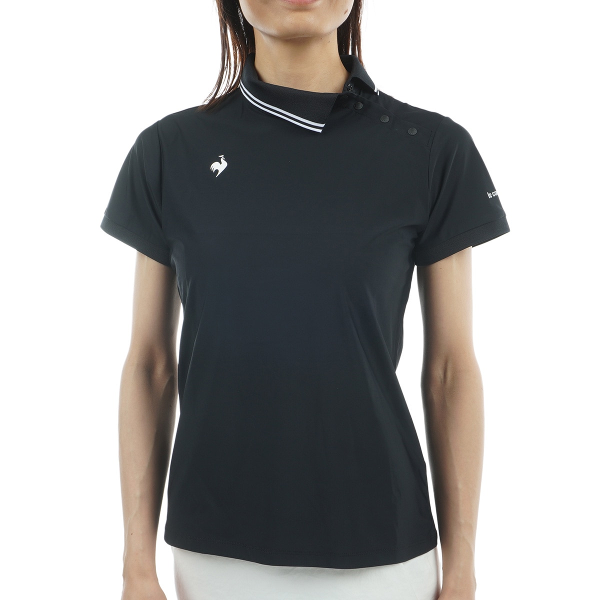 ストレッチ アシンメトリー襟半袖シャツ レディス(半袖シャツ