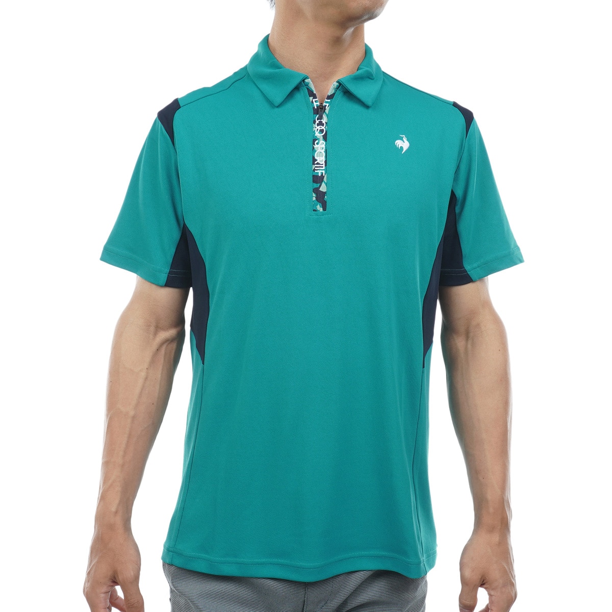 ストレッチ ハーフジップ半袖ポロシャツ(半袖シャツ・ポロシャツ)|Le