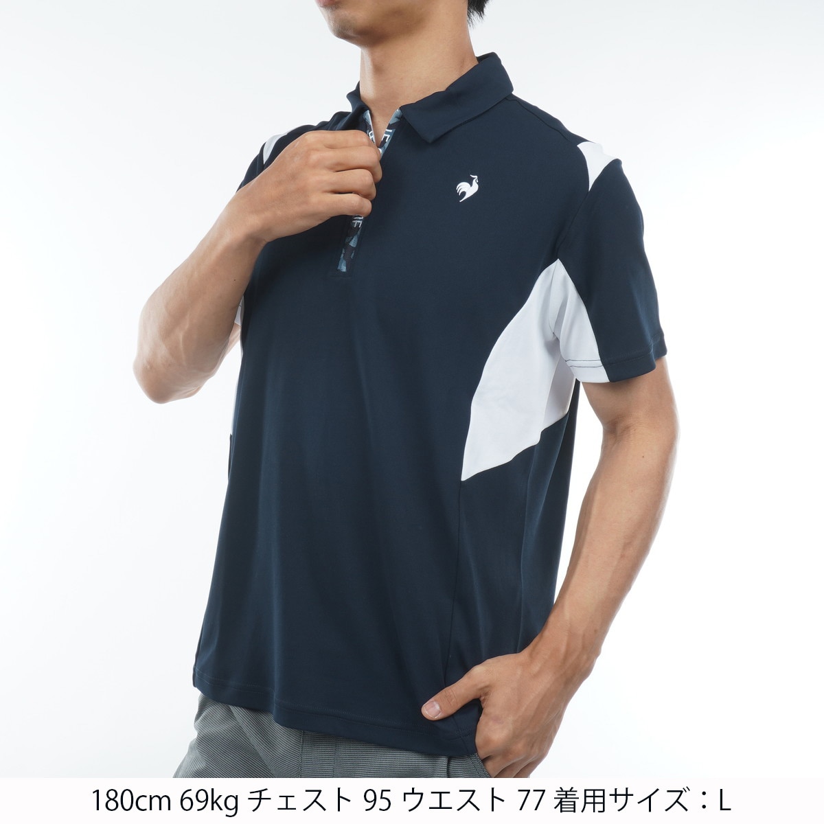 ストレッチ ハーフジップ半袖ポロシャツ(半袖シャツ・ポロシャツ)|Le