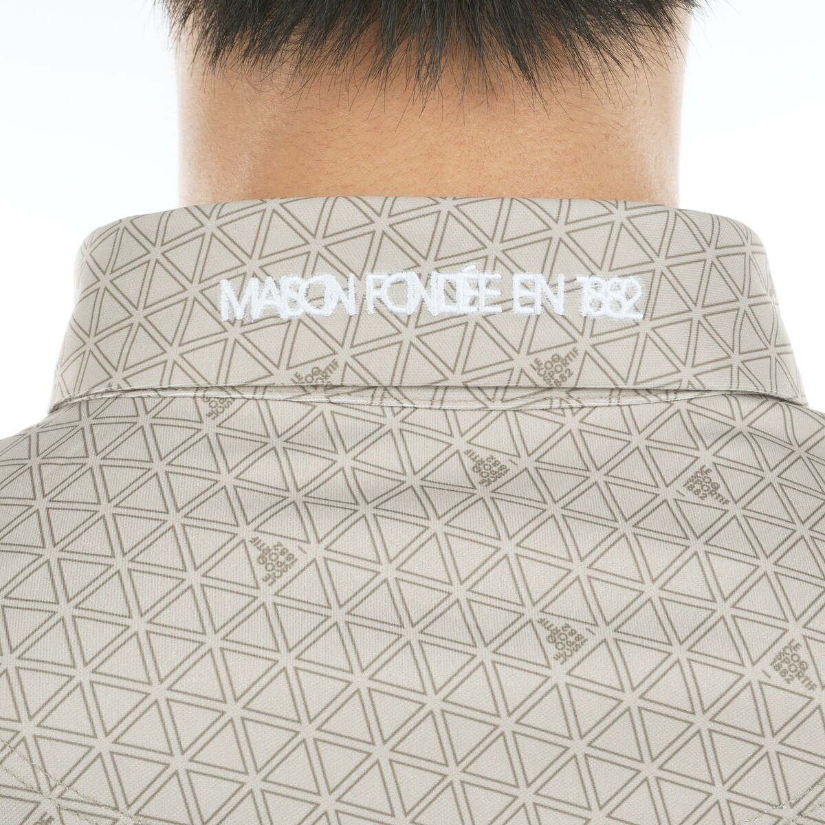 ストレッチ トライアングルプリント長袖ポロシャツ(長袖シャツ