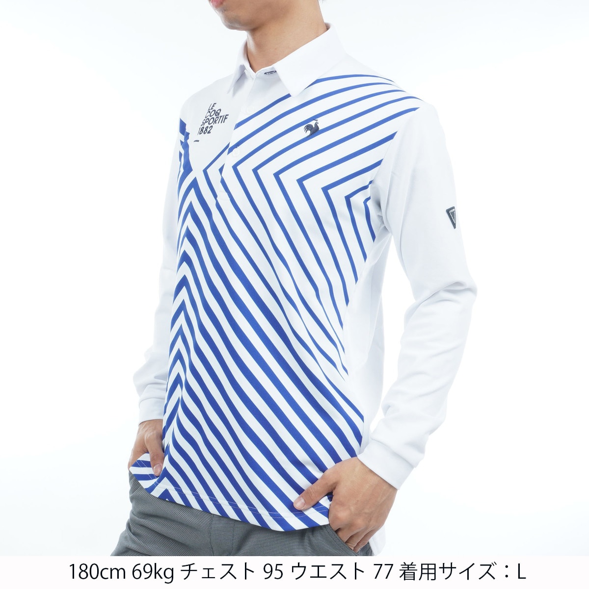 ストレッチ ラインプリント長袖ポロシャツ(長袖シャツ・ポロシャツ)|Le