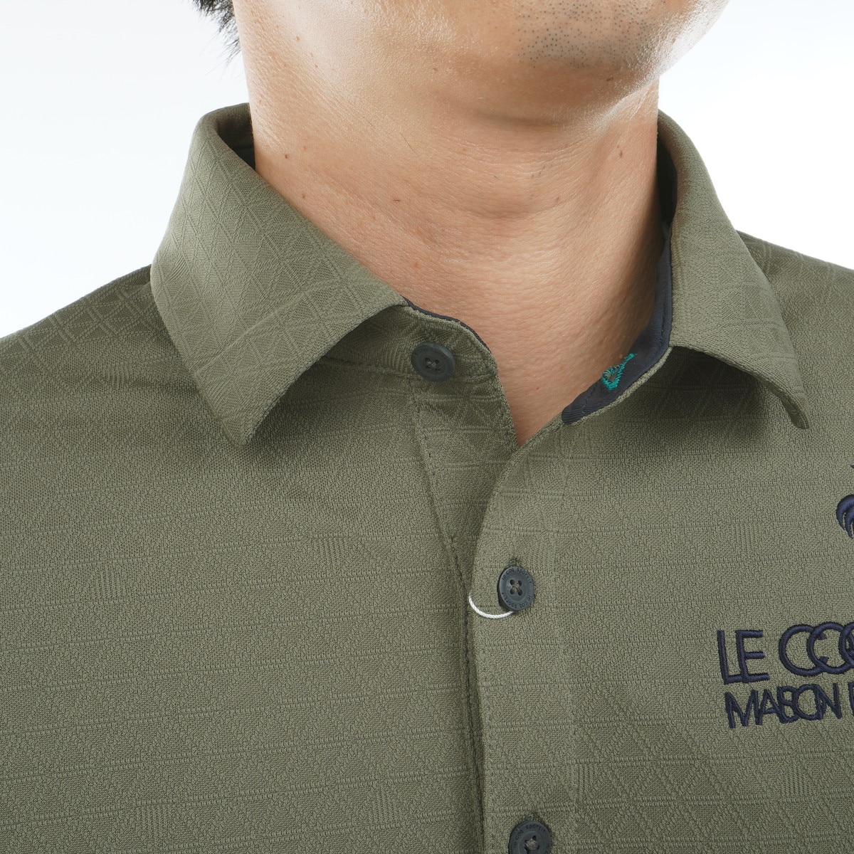 ストレッチ トライアングルジャカード長袖ポロシャツ(長袖シャツ