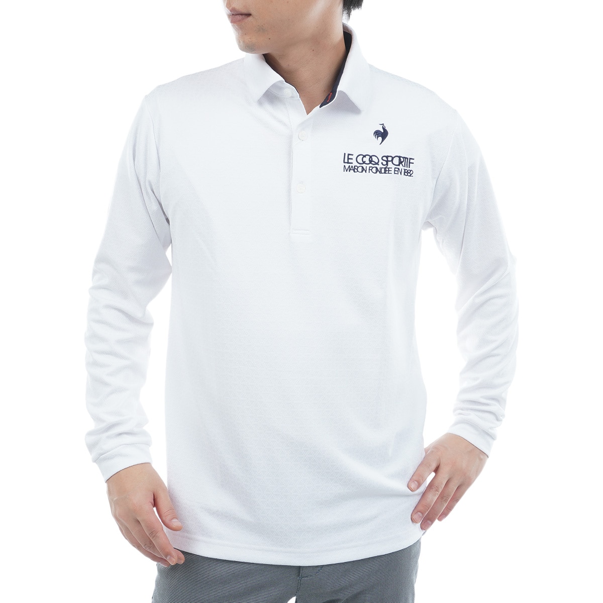 ストレッチ トライアングルジャカード長袖ポロシャツ(長袖シャツ