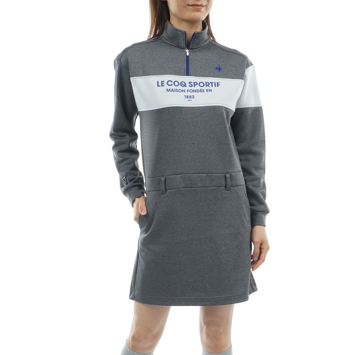 ゴルフウェア　ワンピースハーフジップ レディースゴルフウエア ハーフZIPモックネックワンピース