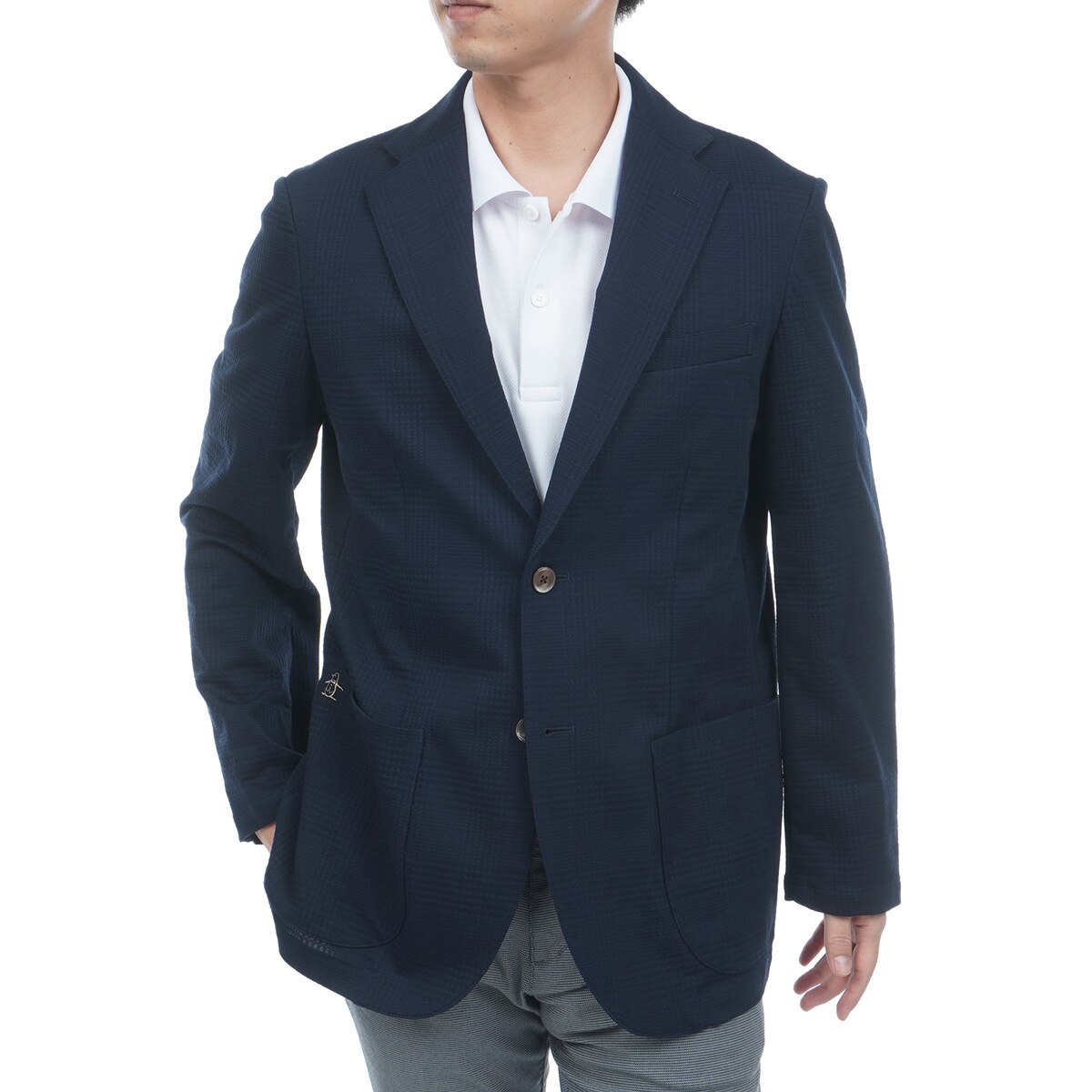 ストレッチ グレンチェックニットジャケット(アウター(ブルゾン