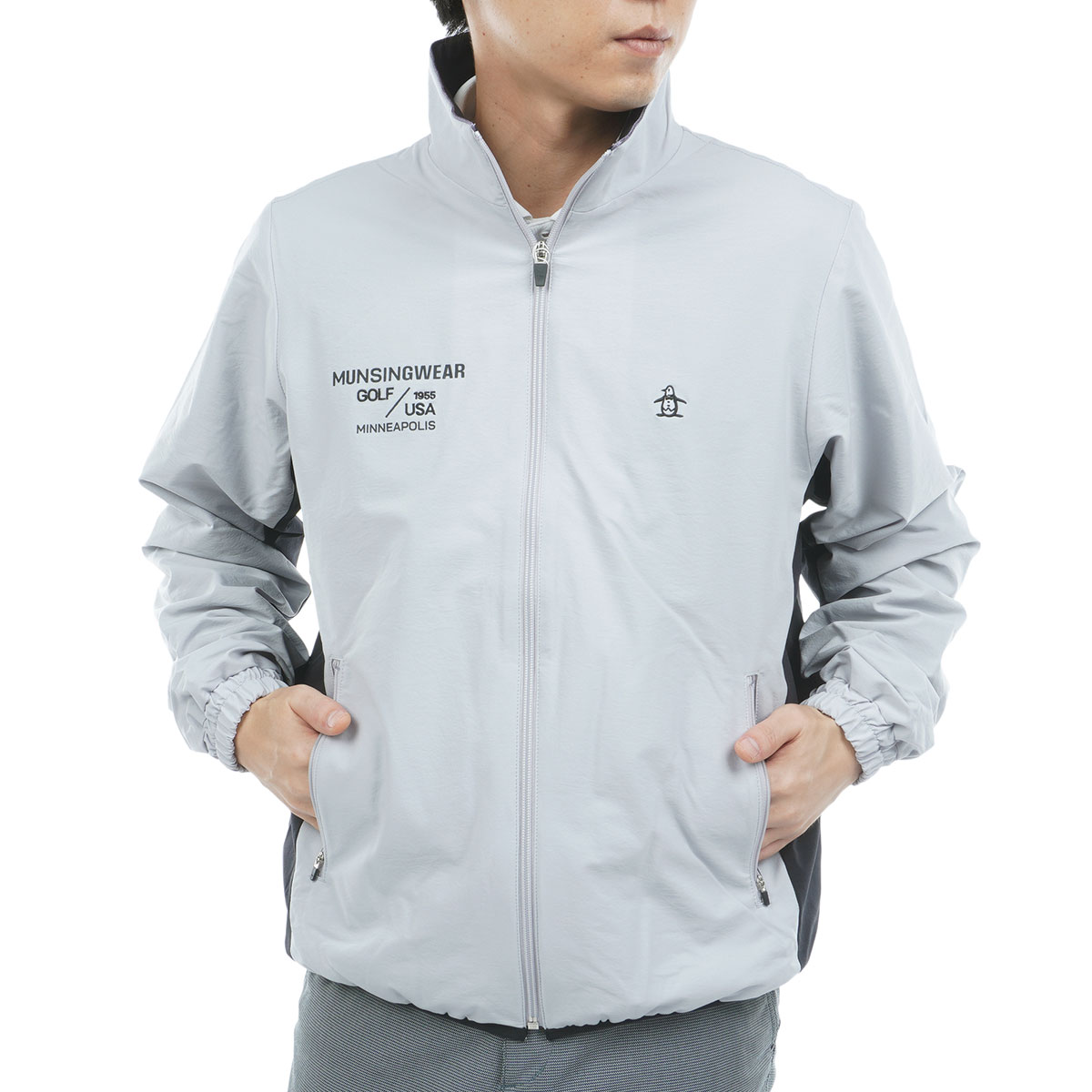 Munsingwear ジャケット ゴルフウェア 総柄 ロゴ マンシングウェア サイズ：M MUNSING WEAR マンシングウェア 裏地付 ウール混