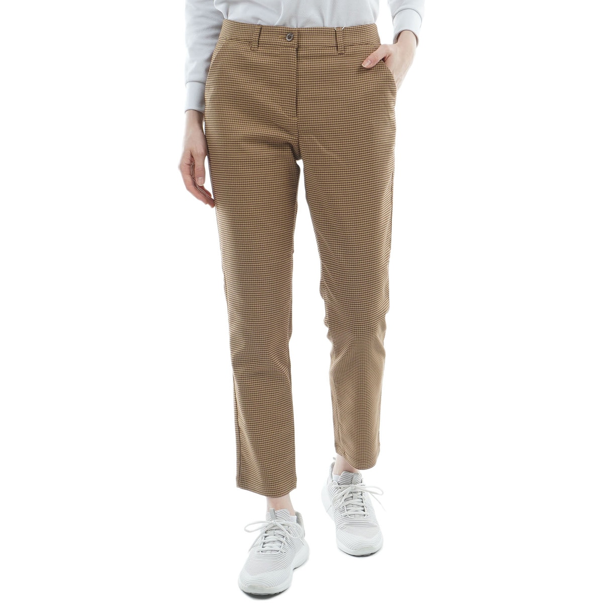 ストレッチジャカード千鳥チェック 9分丈パンツ レディス(ロングパンツ