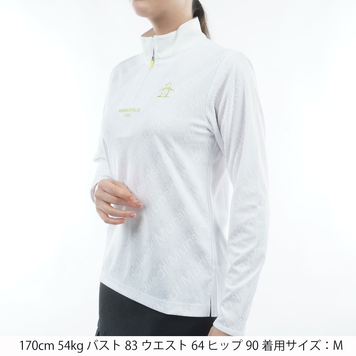 ストレッチ ロゴジャカードハーフジップ長袖シャツ レディス(長袖