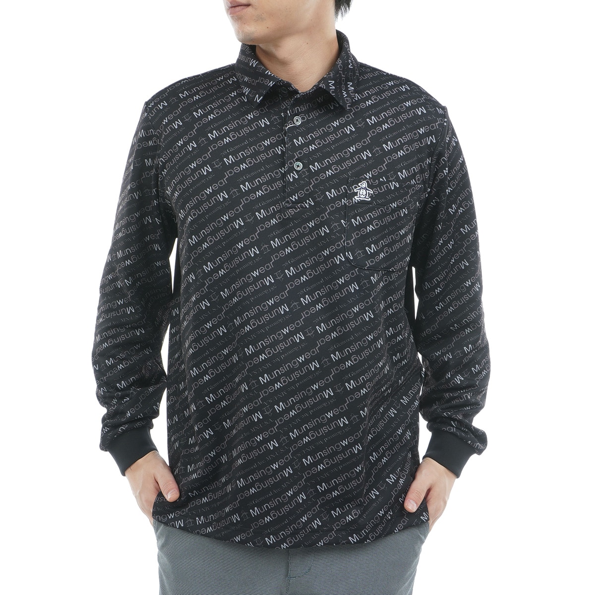 新品】マンシングウェア ストレッチリンクスジャガード長袖ポロシャツ