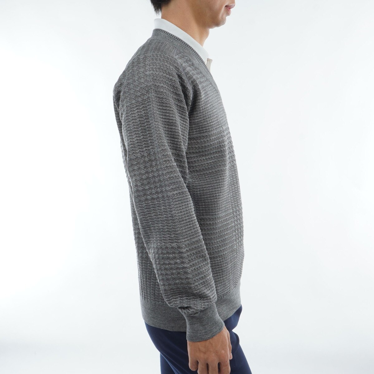 グレンチェックVネックセーター(中間着(セーター、トレーナー